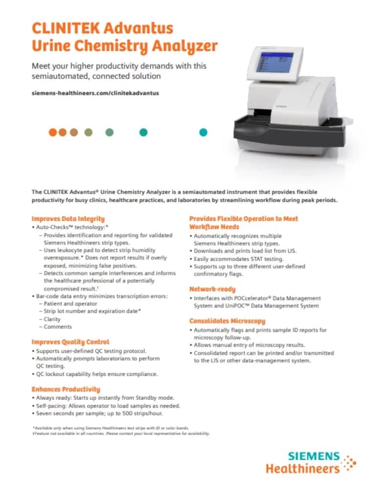 CLINITEK Advantus Urine Chemistry Analyzer — Siydik tahlil analizatori